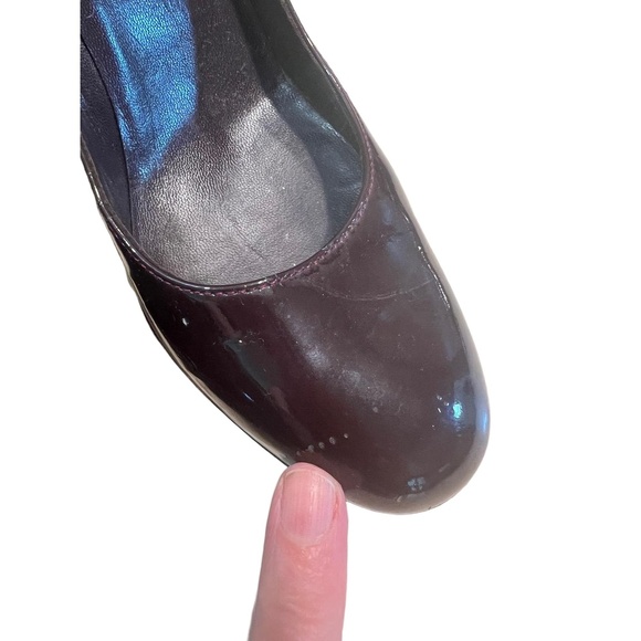 Gucci Dark Brown Patent Leather Wedge Heel Closed toe Italian Heels Size 6 12 B - Picture 4 of 11